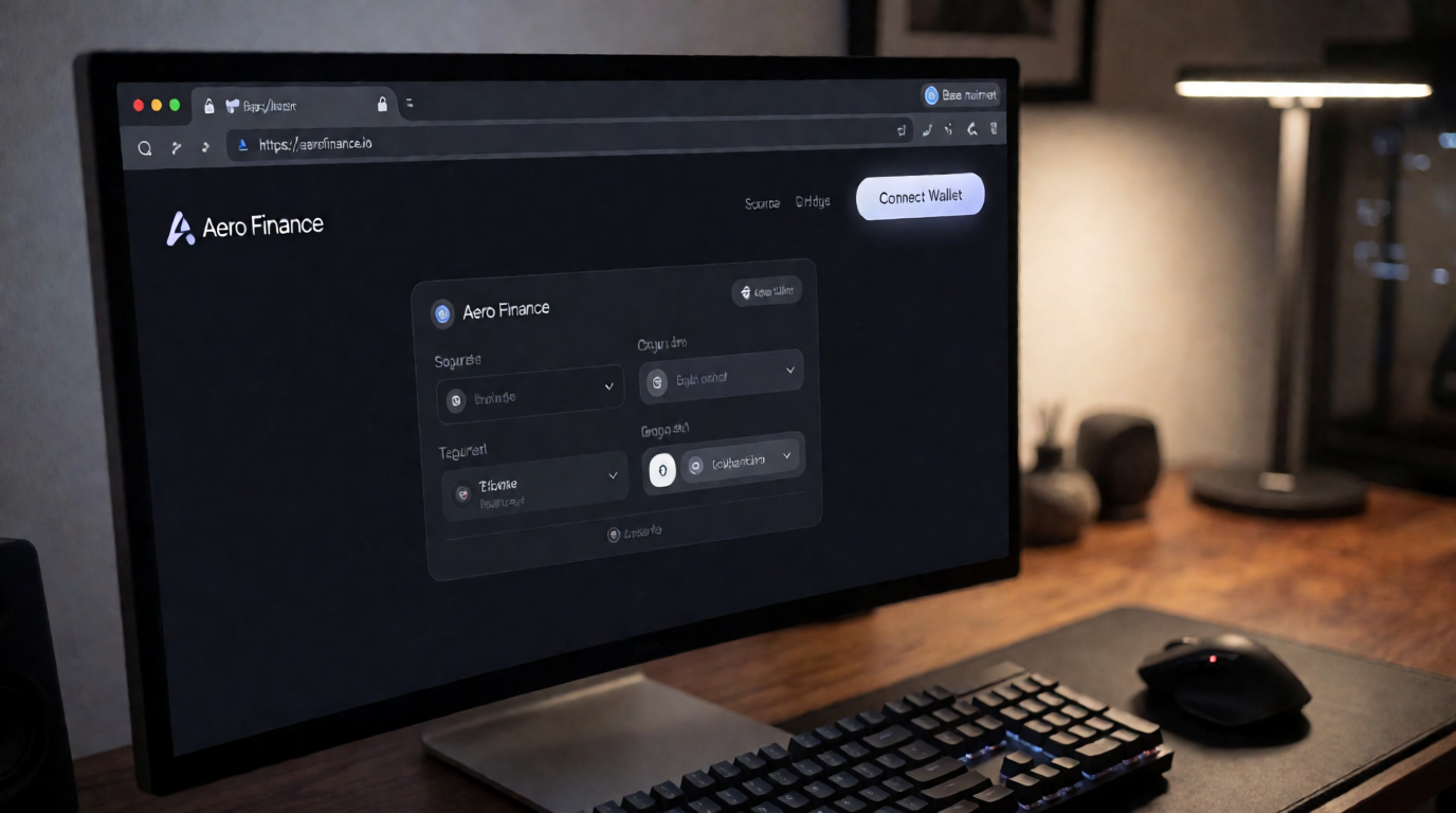 A browser displaying the official Aero Xyz universal bridge interface with a connect wallet button.
